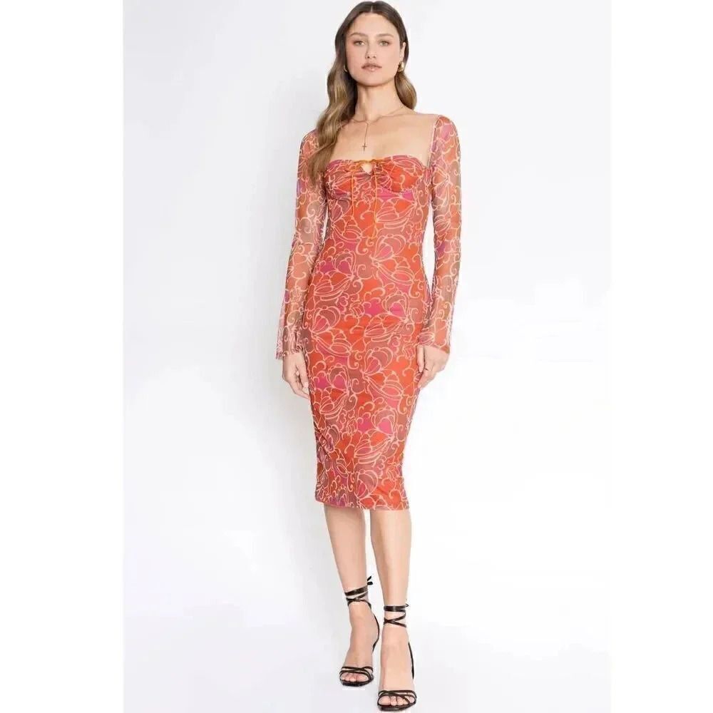 4SI3NNA Pazmina Mesh Midi Dress  women's size m